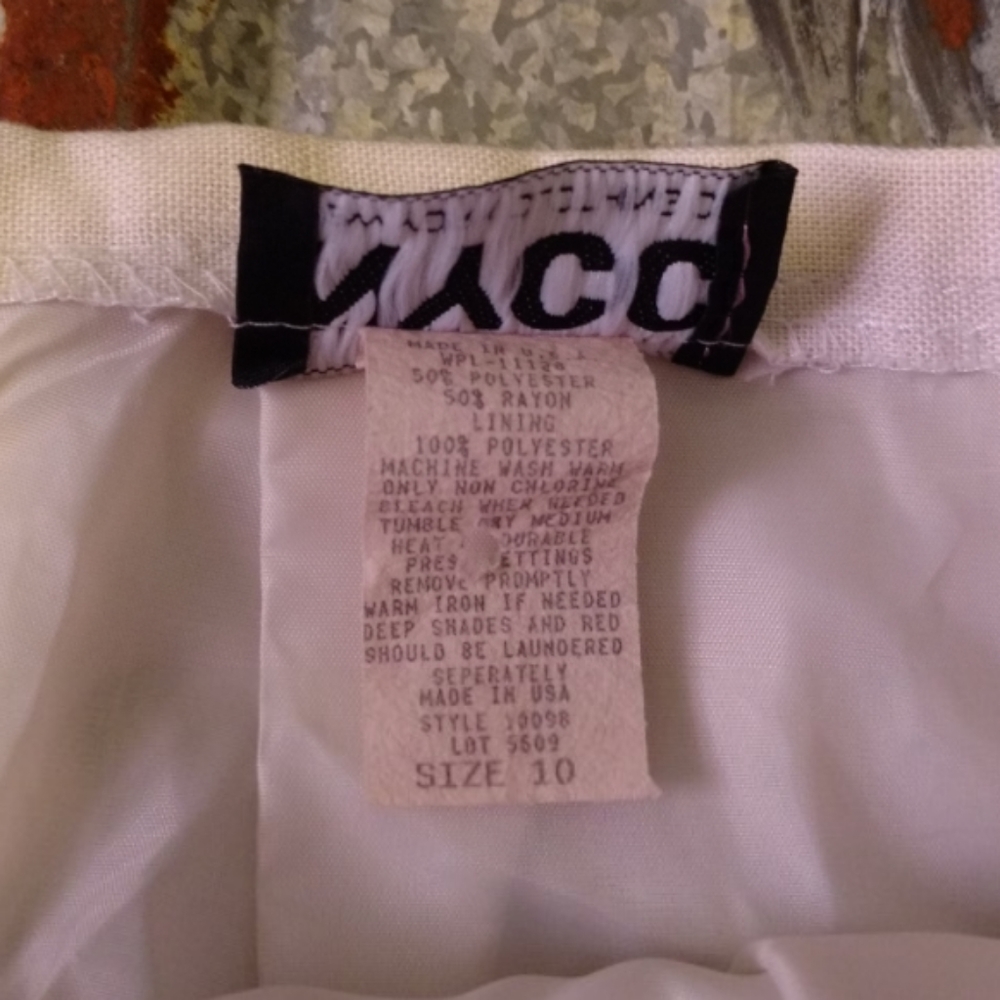 VINTAGE White Linen High Waisted Pleated Pencil Skirt - Picture 9 of 14